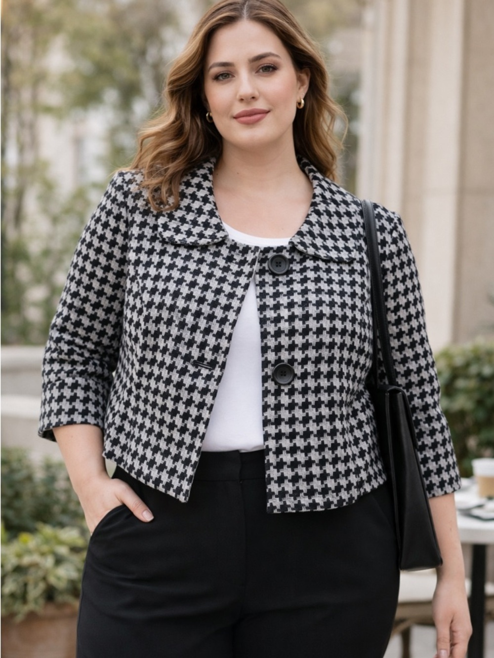 PRICE ⬇️ Y2K Jessica London B&W Houndstooth Blazer in PRISTINE Condition